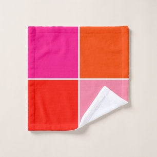 Pink and Orange Squares Bath Towel Set