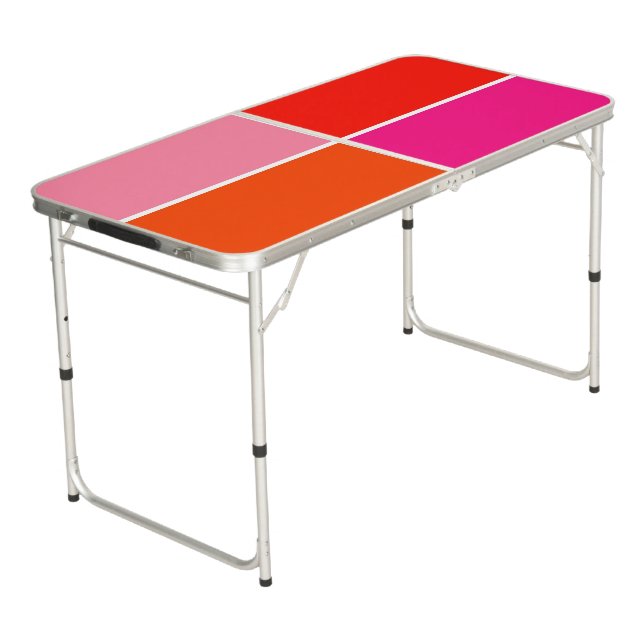 Pink and Orange Squares Beer Pong Table (Angled)