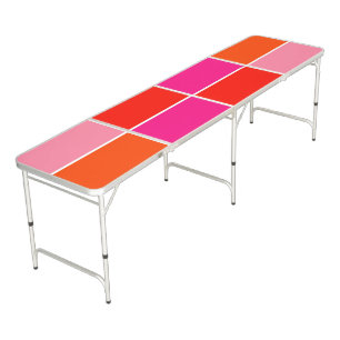 Pink and Orange Squares Beer Pong Table