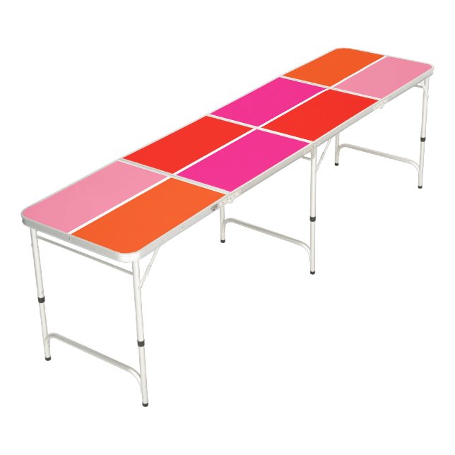 Pink and Orange Squares Beer Pong Table (Angled)