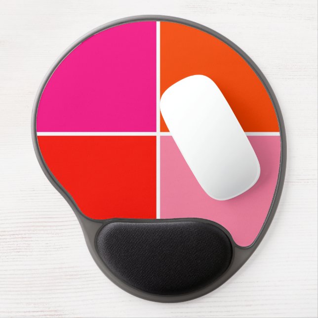 Pink and Orange Squares Gel Mouse Pad (Left Side)