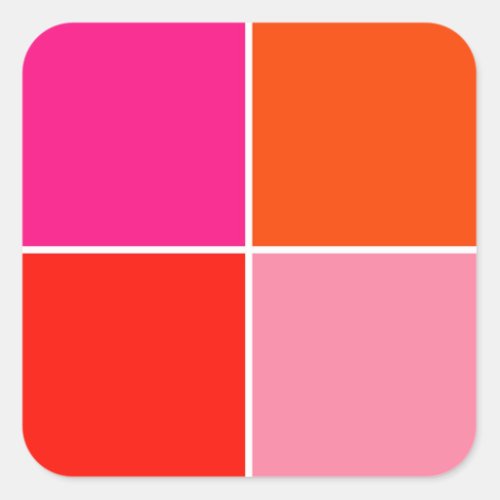 Pink and Orange Squares Square Sticker
