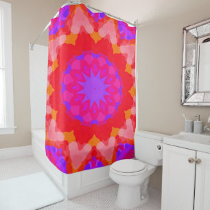 Pink and Orange Starburst Shower Curtain