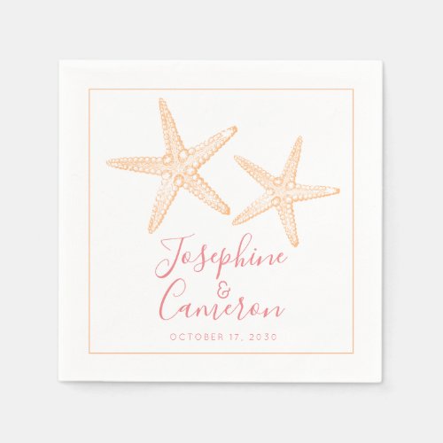 Pink and Orange Starfish Beach Destination Napkins