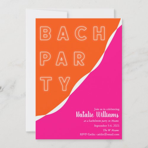 Pink and Orange Streamer Bachelorette Party Invitation