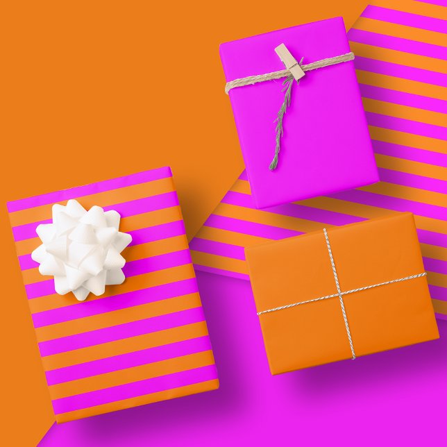Pink and Orange Stripe Pattern Set Of Wrapping Paper Sheets (Creator Uploaded)