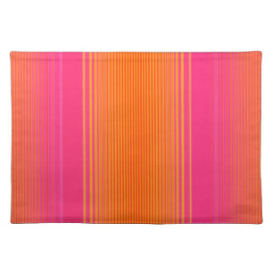 Pink and Orange Striped Pattern Cloth Placemat