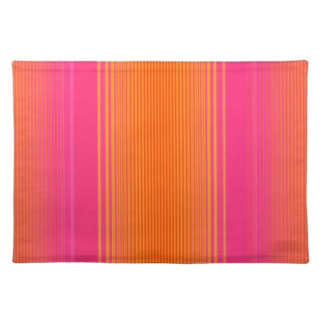 Pink and Orange Striped Pattern Cloth Placemat (Front)