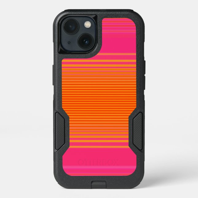 Pink and Orange Striped Pattern Otterbox iPhone Case (Back)