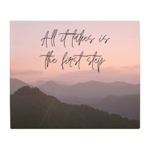 pink and orange sunrise motivational metal print