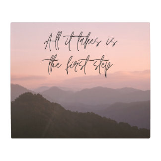 pink and orange sunrise motivational metal print