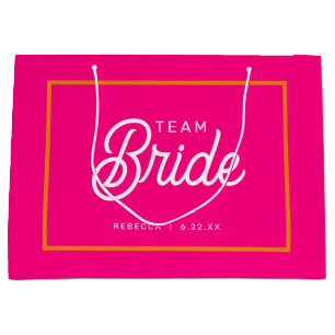 Pink and Orange Team Bride Custom Gift Bag