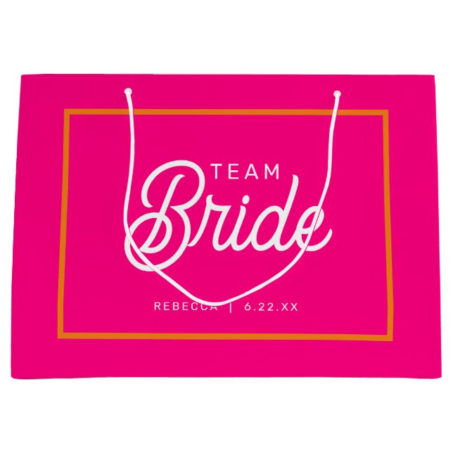 Pink and Orange Team Bride Custom Gift Bag (Front)