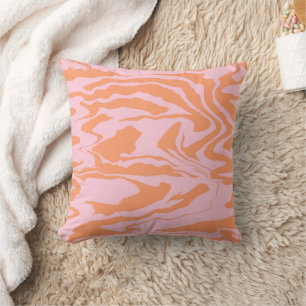 Pink and Orange Tiger Stripes Throw Pillow