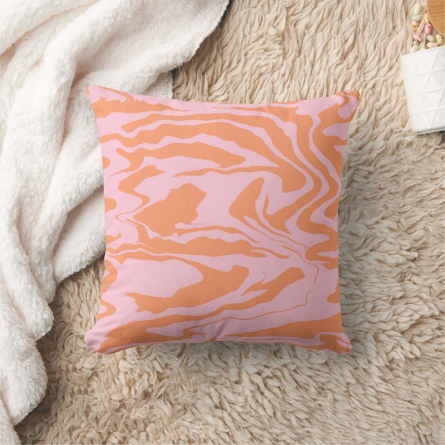 Pink and Orange Tiger Stripes Throw Pillow (Blanket)
