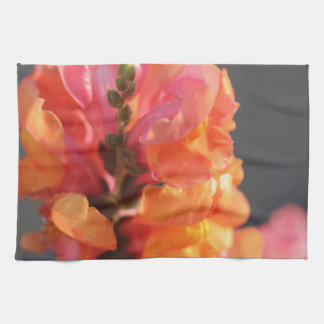 Pink and orange tropical flowers towel