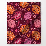 Pink and Orange Tropical Monstera Leaf Pattern Fabric