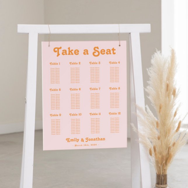 Pink and Orange Tropical Wedding Seating Chart Foam Board (Creator Uploaded)