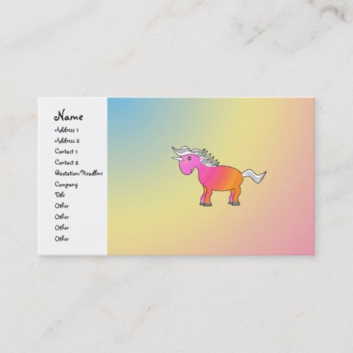 Customizable Pink and orange unicorn business cards