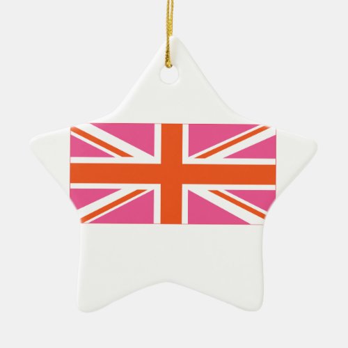 Pink and Orange Union Flag Ceramic Ornament