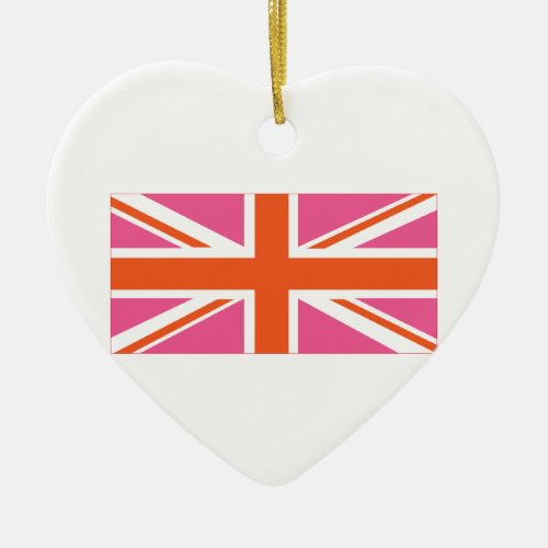 Pink and Orange Union Flag Ceramic Ornament