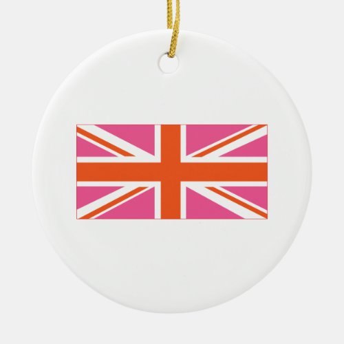 Pink and Orange Union Flag Ceramic Ornament