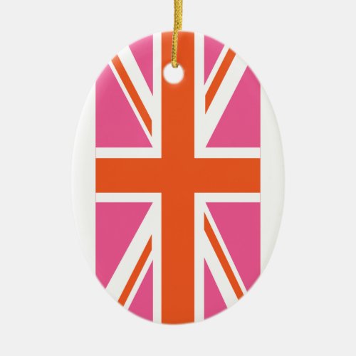 Pink and Orange Union Flag Ceramic Ornament