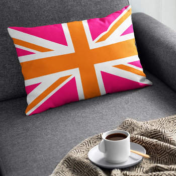 Pink And Orange Union Jack Lumbar Pillow by pinkgifts4you at Zazzle