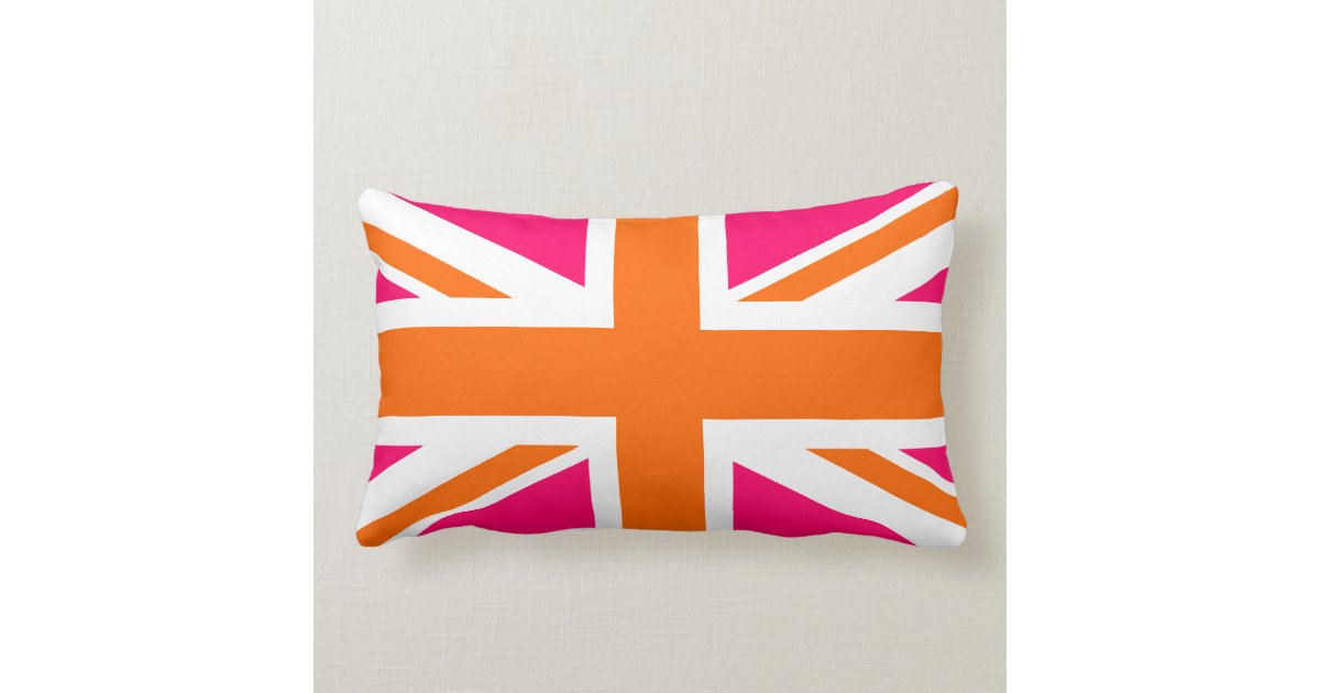 Pink and Orange Union Jack Lumbar Pillow