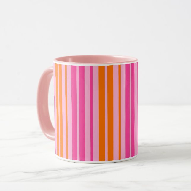  Pink and Orange Vertical Stripes Design   Mug (Front Left)