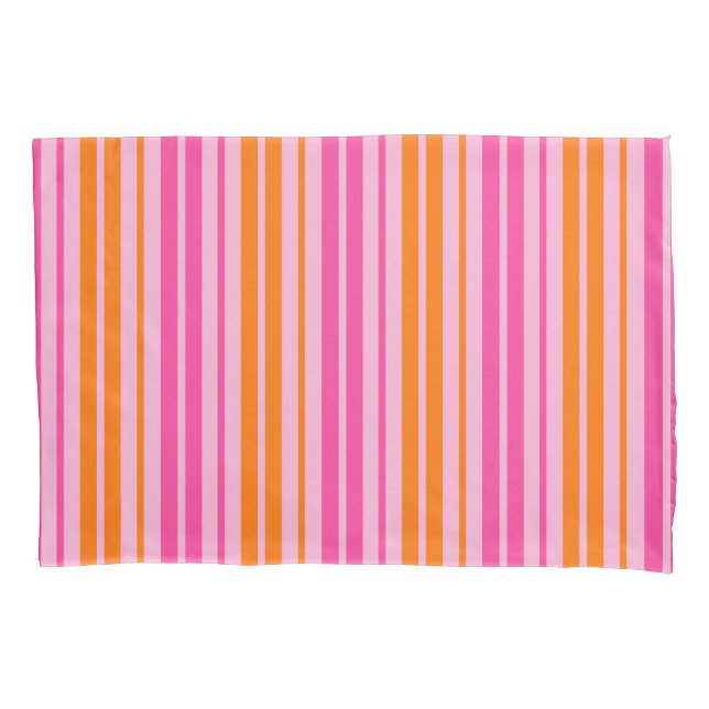  Pink and Orange Vertical Stripes Design   Pillow Case (Front)