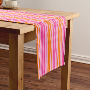 Pink and Orange Vertical Stripes Design Short Table Runner
