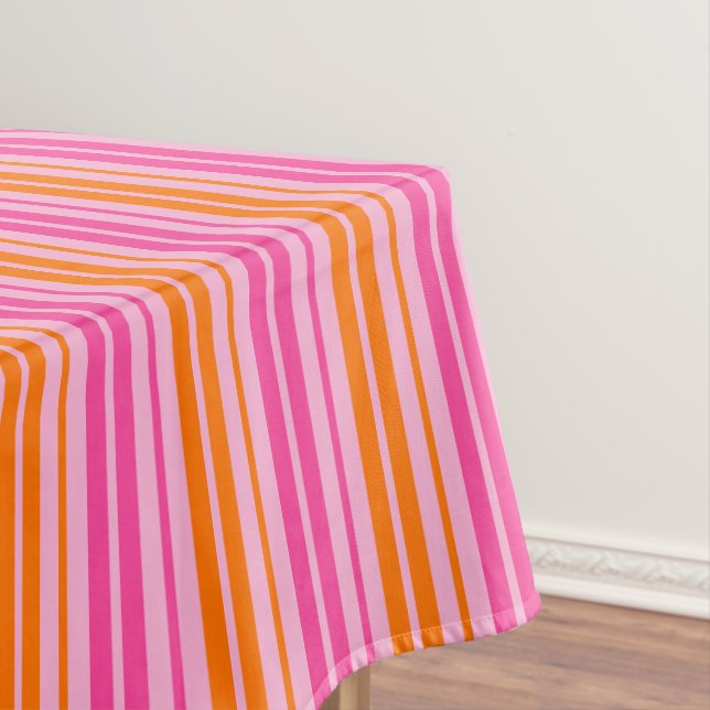  Pink and Orange Vertical Stripes Design   Tablecloth (In Situ)