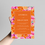 Pink and Orange | Vibrant Garden | QR Code Wedding Invitation<br><div class="desc">Surprise your friends & family with these modern,  colorful wedding invitations. Easily add your own details by clicking on the "personalize" option.</div>