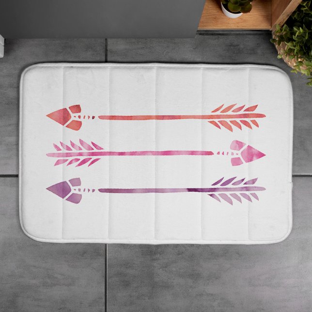 Pink and Orange Watercolor Arrows Bathroom Mat (Creator Uploaded)