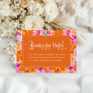 Pink and Orange Watercolor Floral Books for Baby Enclosure Card