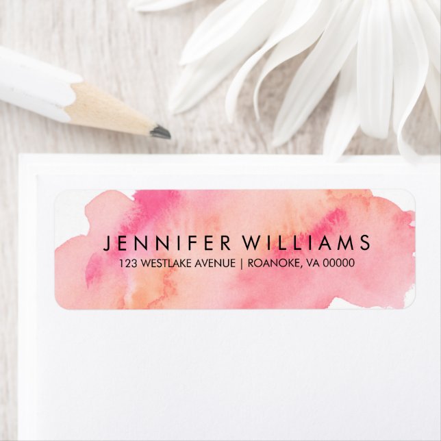 Pink and Orange Watercolor Label (Insitu)