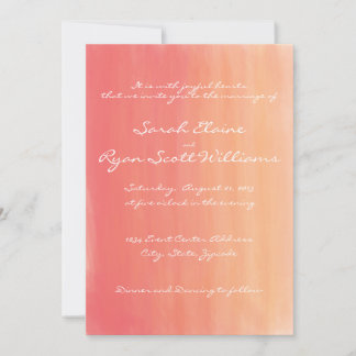 Pink and Orange Watercolor Wedding Invitation