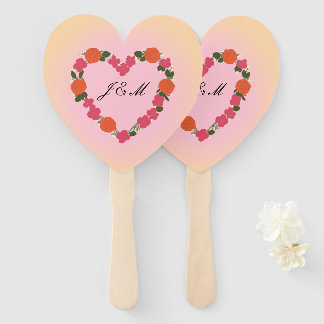 Pink and Orange Wedding Lot 10 Hand Fan