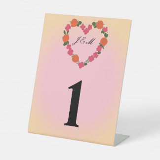 pink and orange wedding pedestal sign