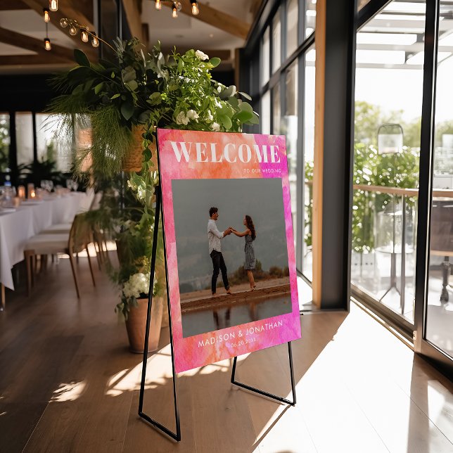 Pink and Orange Wedding Welcome Sign with Photo (Creator Uploaded)