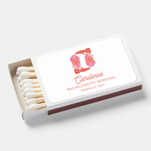 Pink and Orange Western Cowboy Boots Bachelorette Matchboxes