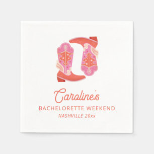 Pink and Orange Western Cowboy Boots Bachelorette Napkins