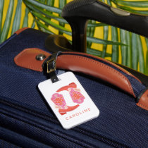 Pink and Orange Western Cowboy Boots Personalized Luggage Tag