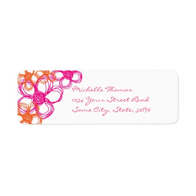 Pink and Orange Wild Flowers Label (Front)