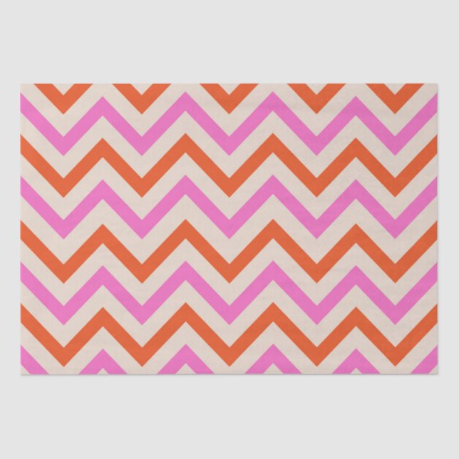 Pink and Orange Zigzag Chevron pattern  Tissue Paper (Front)