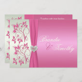 Pink and Pale Green Floral Wedding Invitation (Front/Back)