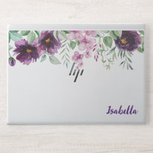 Pink and Parple Watercolor Floral HP Laptop Skin