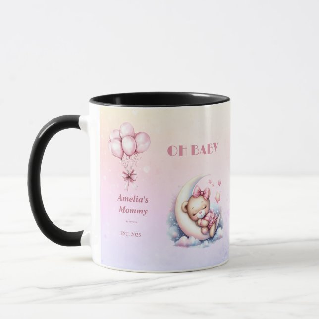 Pink and Pastel Theme Sweet Dreamy Baby Bear Mug (Left)