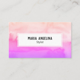 Pink and peach abstract watercolor distressed business card